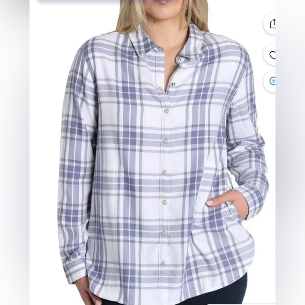 JACHS Girlfriend purple and White Checkered Button Down Shirt